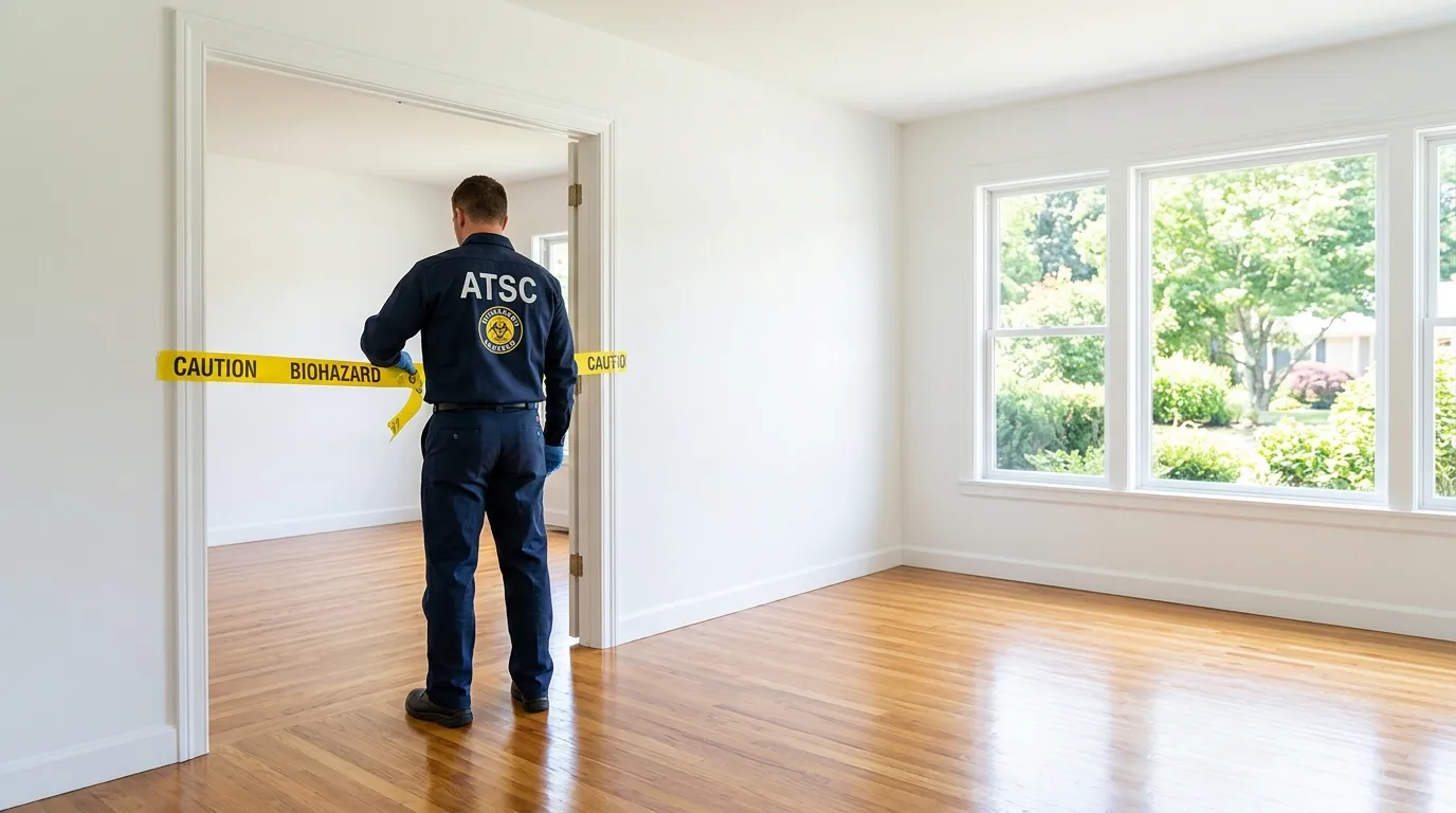 Certified biohazard cleanup crew performing Crime Scene Cleanup in Enchanted Lake